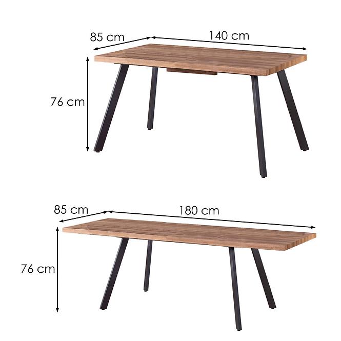 Kinyitható asztalok  Berlin 140/180x85cm Mdf/Acél – Dió Édesem/Fekete