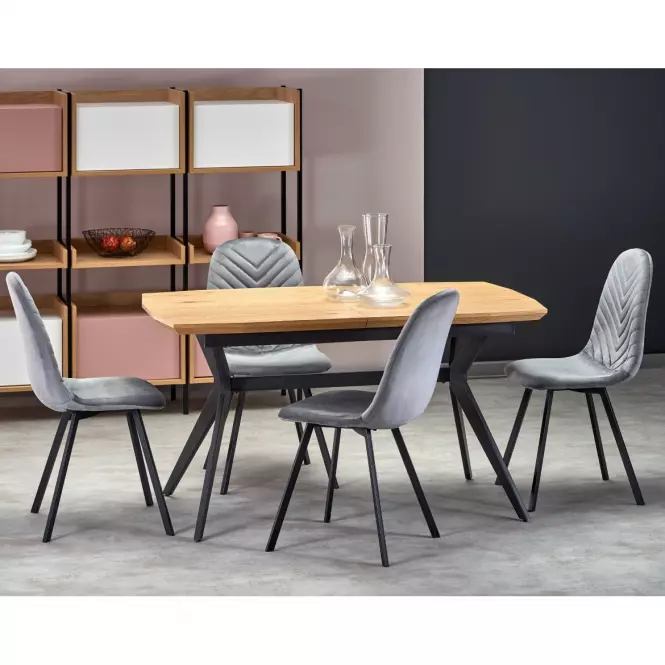 Kinyitható asztalok  Gustavo 140/180x80cm Mdf/Acél – Tölgy Aranysárga/Fekete