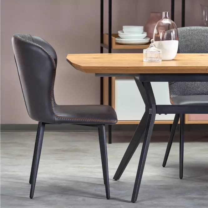 Kinyitható asztalok  Gustavo 140/180x80cm Mdf/Acél – Tölgy Aranysárga/Fekete