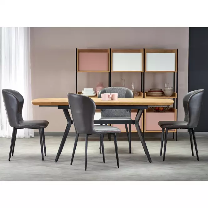 Kinyitható asztalok  Gustavo 140/180x80cm Mdf/Acél – Tölgy Aranysárga/Fekete