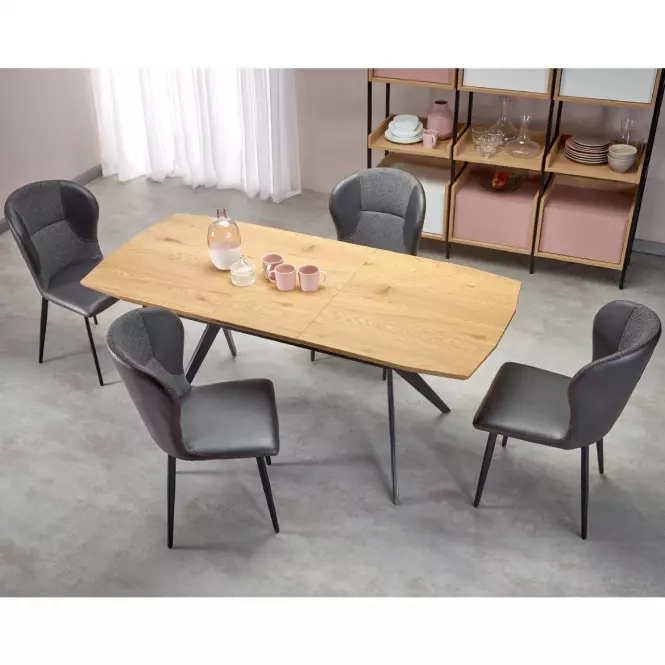 Kinyitható asztalok  Gustavo 140/180x80cm Mdf/Acél – Tölgy Aranysárga/Fekete