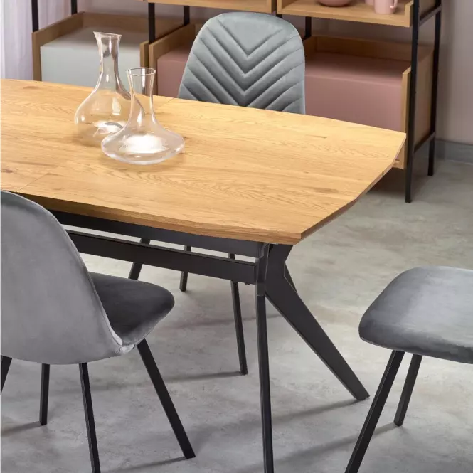 Kinyitható asztalok  Gustavo 140/180x80cm Mdf/Acél – Tölgy Aranysárga/Fekete