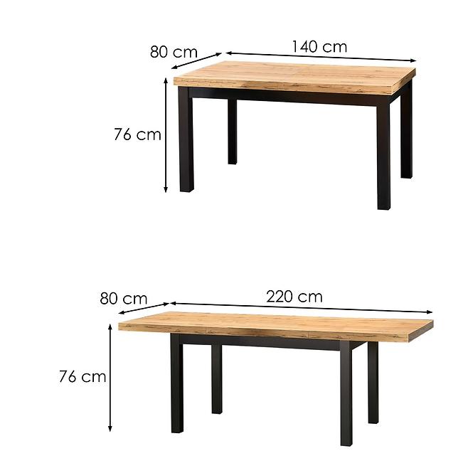 Asztal Tiago 140/220 Płyta/Faipari – Tölgy Craft/Fekete