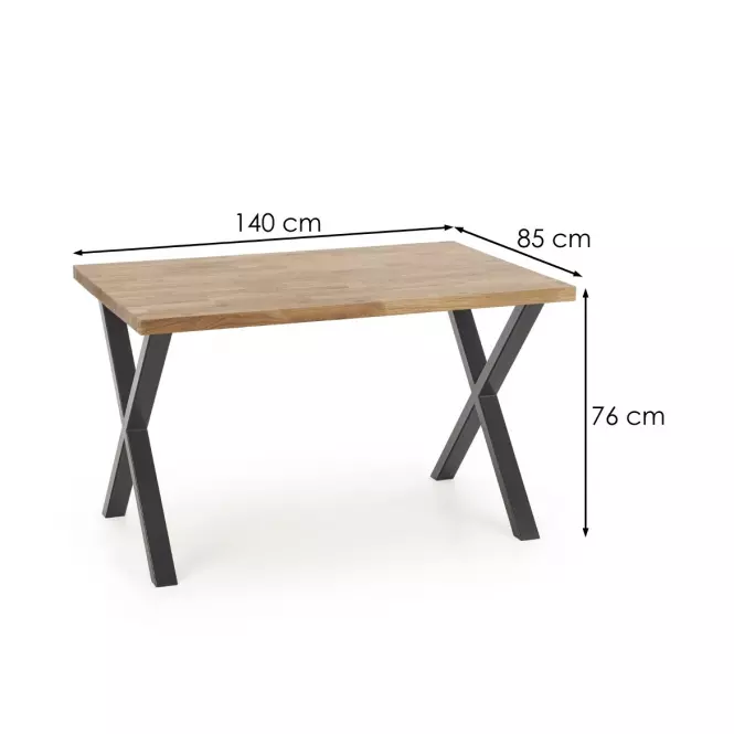 Asztal Apex B) Tölgy Lity 140x85 – Tölgy Természetes/Fekete,2