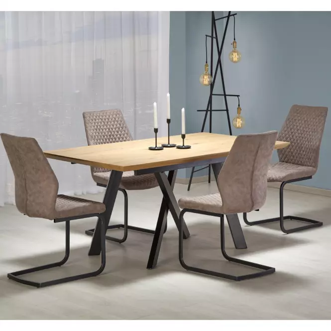 Kinyitható asztalok  Capital 160/20x90cm0 Mdf/Acél – Tölgy Aranysárga/Fekete