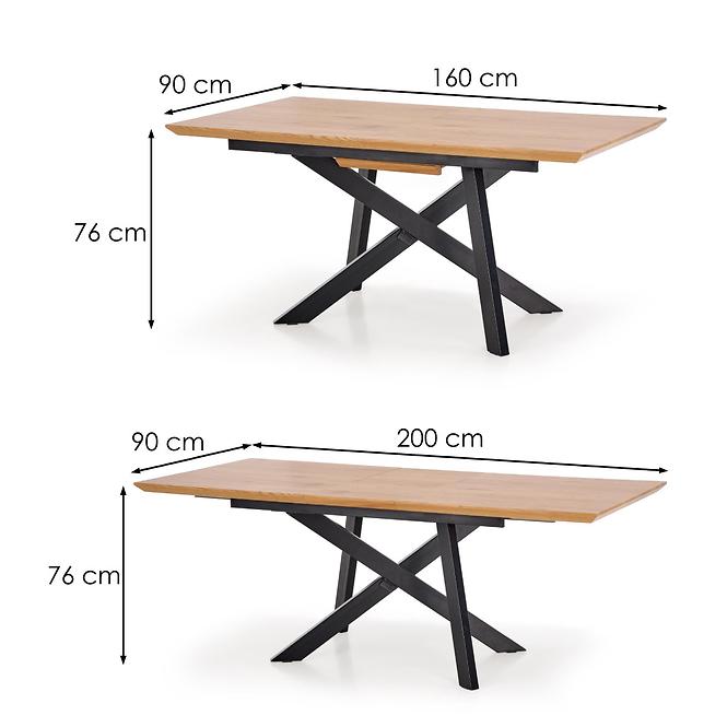 Kinyitható asztalok  Capital 160/20x90cm0 Mdf/Acél – Tölgy Aranysárga/Fekete