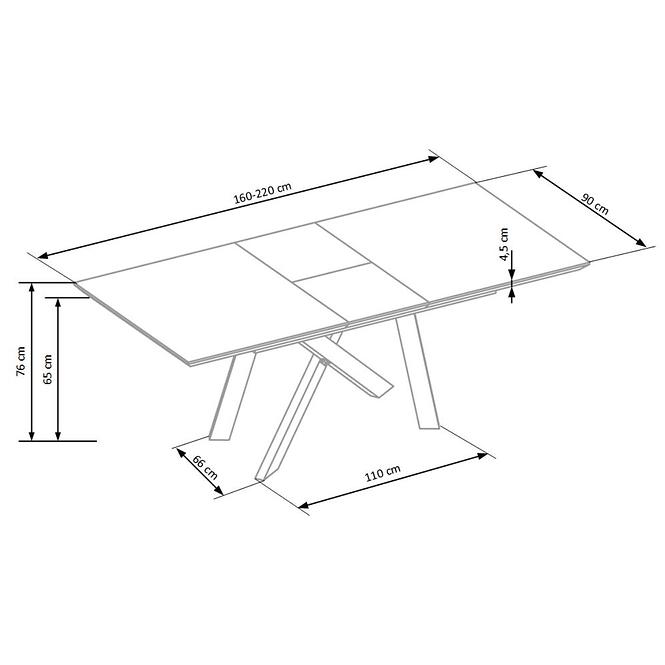 Kinyitható asztalok  Capital 160/20x90cm0 Mdf/Acél – Tölgy Aranysárga/Fekete