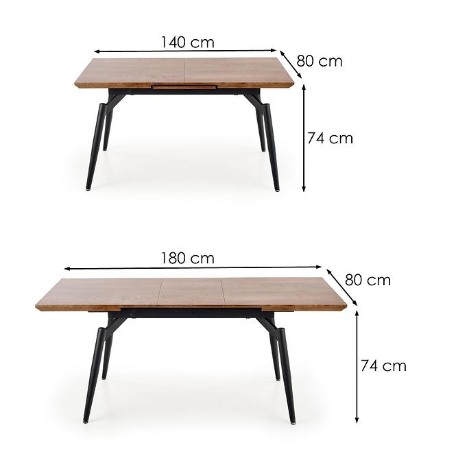 Kinyitható asztalok  Cambell 140/180x80cm Mdf/Acél – Tölgy Természetes/Fekete