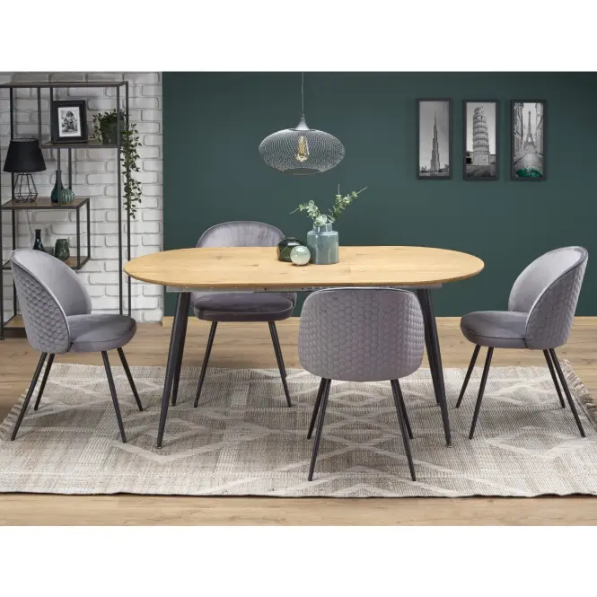 Kinyitható asztalok  Colorado 120/160x80cm Mdf/Acél – Tölgy Aranysárga/Fekete,13