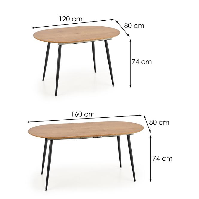 Kinyitható asztalok  Colorado 120/160x80cm Mdf/Acél – Tölgy Aranysárga/Fekete