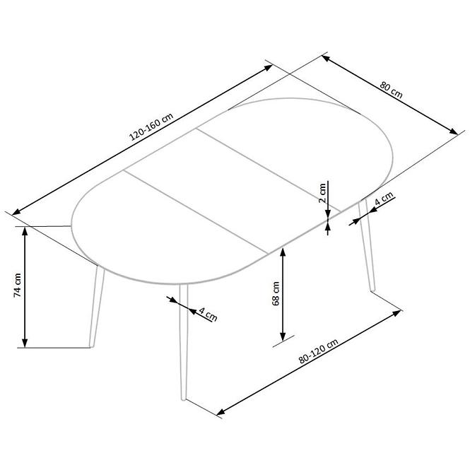 Kinyitható asztalok  Colorado 120/160x80cm Mdf/Acél – Tölgy Aranysárga/Fekete