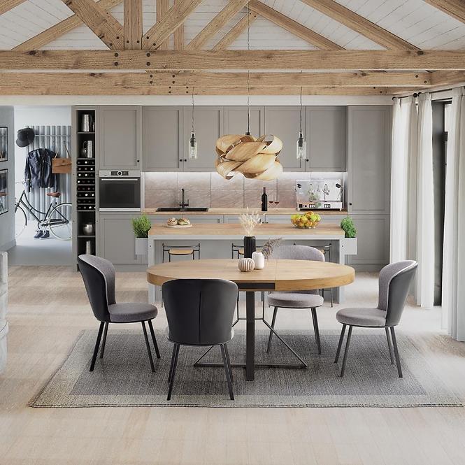 Asztal Mercy 120/160 Mdf/Acél – Tölgy Aranysárga/Fekete