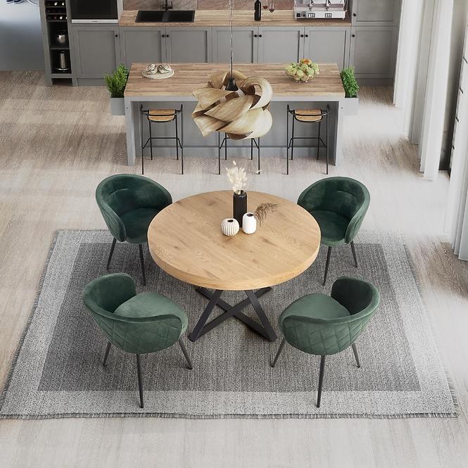Asztal Mercy 120/160 Mdf/Acél – Tölgy Aranysárga/Fekete