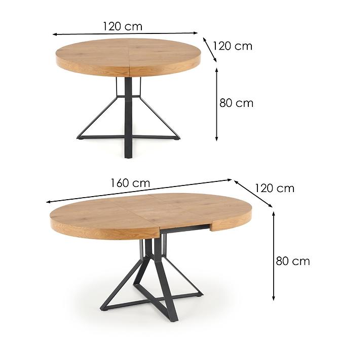 Asztal Mercy 120/160 Mdf/Acél – Tölgy Aranysárga/Fekete