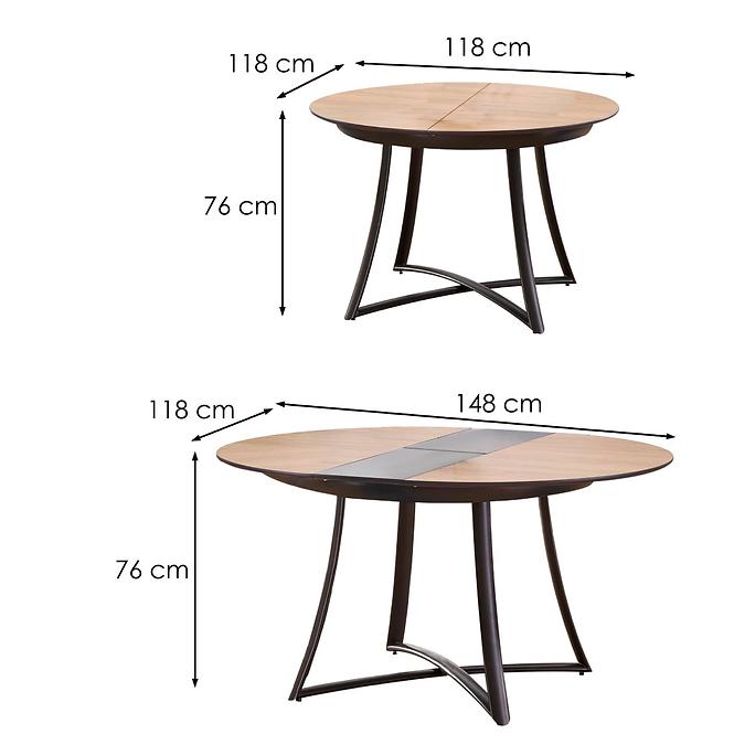 Asztal Moretti 118/148 Tölgy Aranysárga/Grafit Mat/Grafit