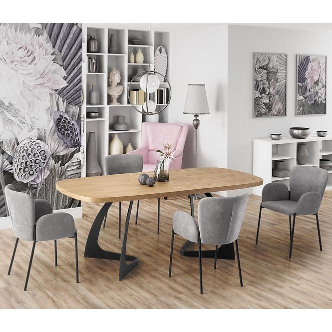 Asztal Veldon 160/200 Mdf/Acél – Tölgy Természetes/Fekete