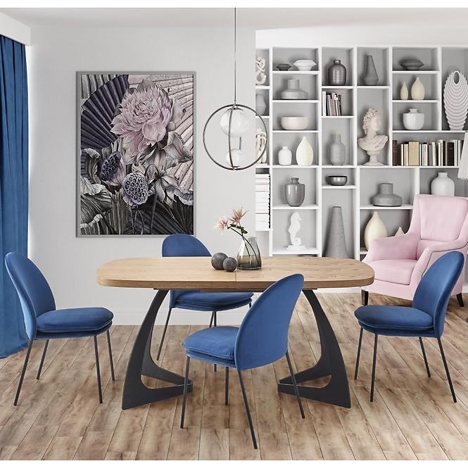 Asztal Veldon 160/200 Mdf/Acél – Tölgy Természetes/Fekete