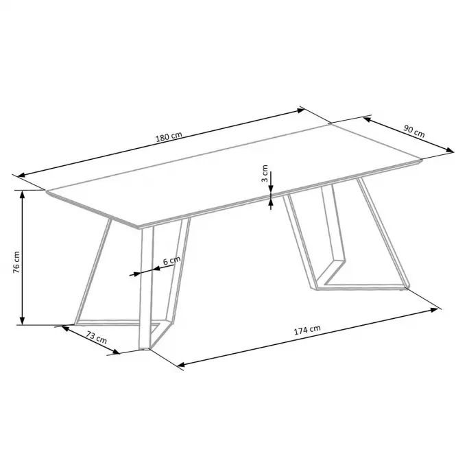 Asztal Calgary 180 Mdf/Acél – Dió Rustykalny/Fekete