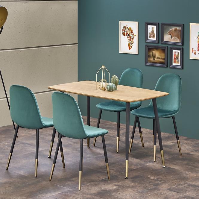 Asztal Tripolis 120x70 Mdf/Acél – Tölgy Aranysárga/Fekete/Aranysárga