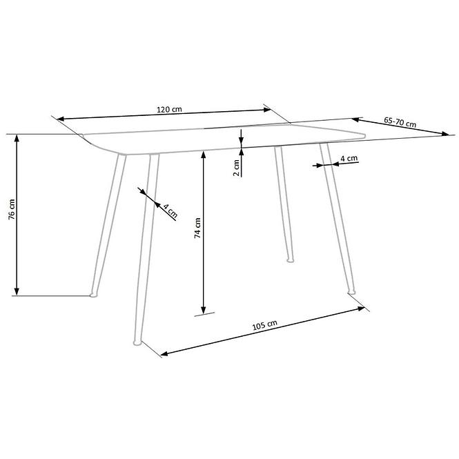 Asztal Tripolis 120x70 Mdf/Acél – Tölgy Aranysárga/Fekete/Aranysárga