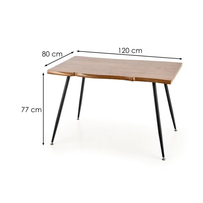Asztal Larson 120x80 Mdf/Acél – Tölgy Természetes/Fekete