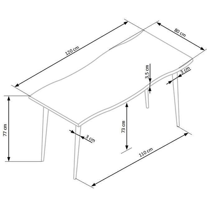 Asztal Larson 120x80 Mdf/Acél – Tölgy Természetes/Fekete