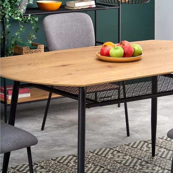 Asztal Jackson 160 Mdf/Rattan/Acél – Tölgy Aranysárga/Fekete