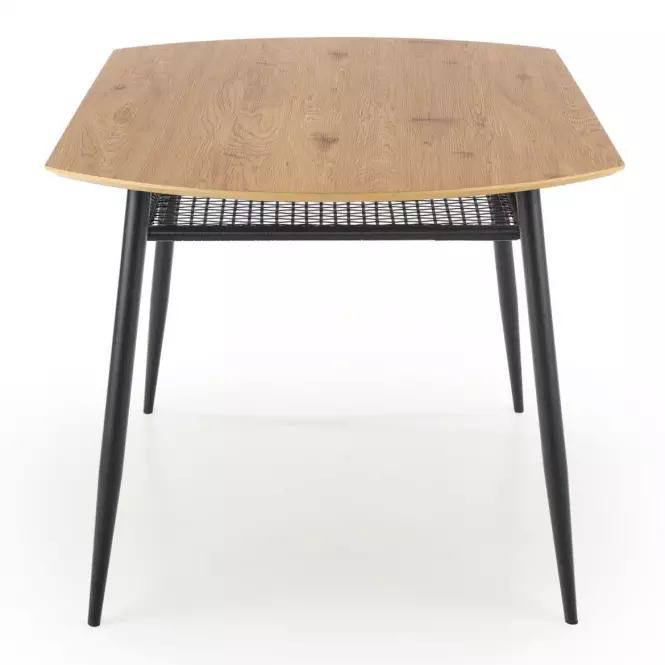 Asztal Jackson 160 Mdf/Rattan/Acél – Tölgy Aranysárga/Fekete,2