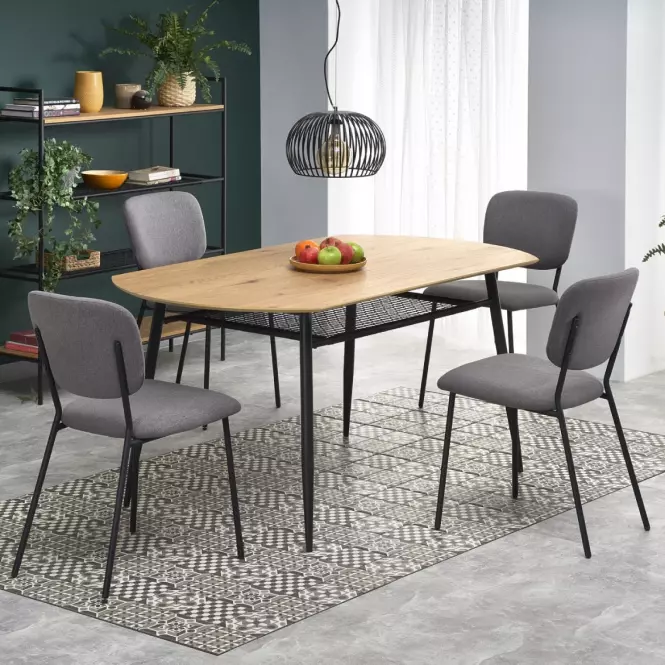Asztal Jackson 160 Mdf/Rattan/Acél – Tölgy Aranysárga/Fekete
