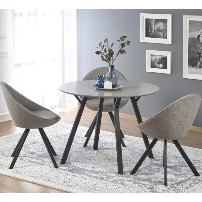 Asztal Balrog kerek 100 Mdf/Acél – Fényes Hamuszürke/Fekete