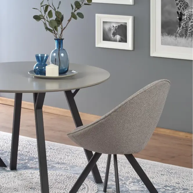 Asztal Balrog kerek 100 Mdf/Acél – Fényes Hamuszürke/Fekete
