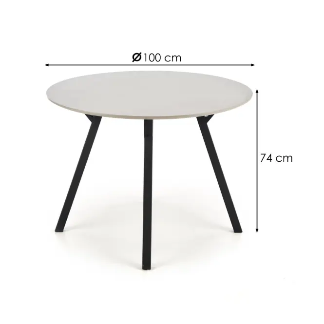 Asztal Balrog kerek 100 Mdf/Acél – Fényes Hamuszürke/Fekete,4