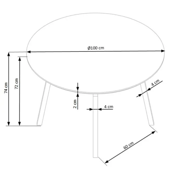 Asztal Balrog kerek 100 Mdf/Acél – Fényes Hamuszürke/Fekete