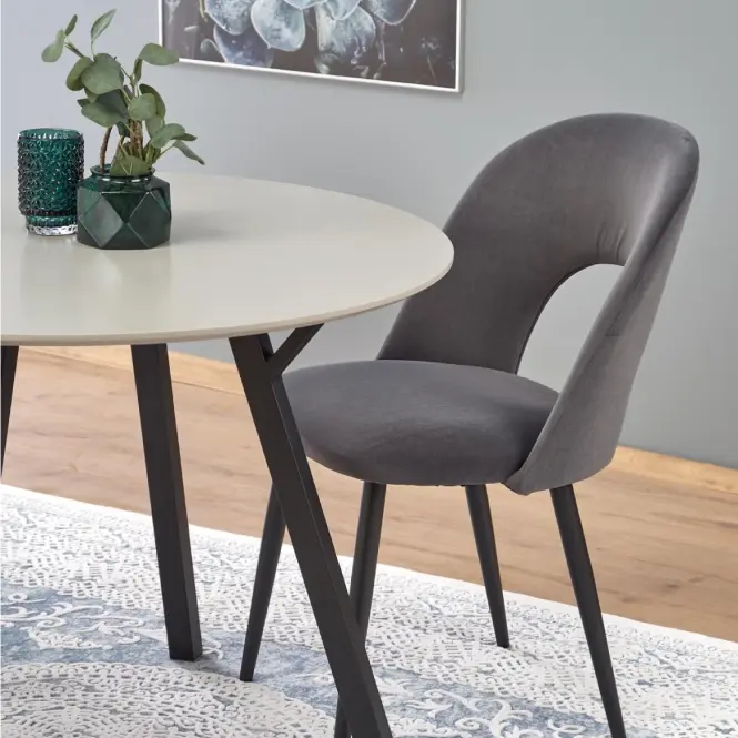 Asztal Balrog kerek 100 Mdf/Acél – Fényes Hamuszürke/Fekete