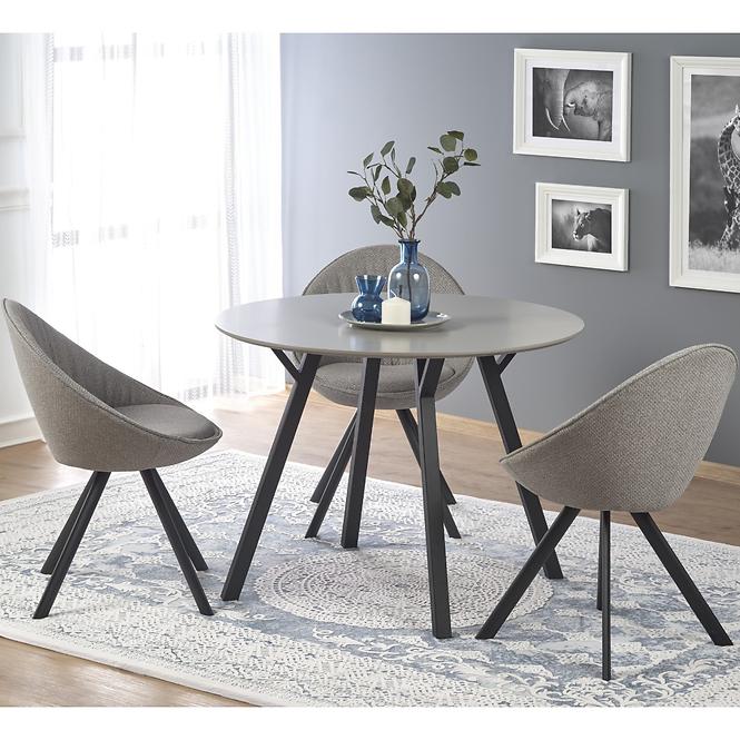 Asztal Balrog Okrągły 100 Mdf/Acél – Fényes Hamuszürke/Fekete,10