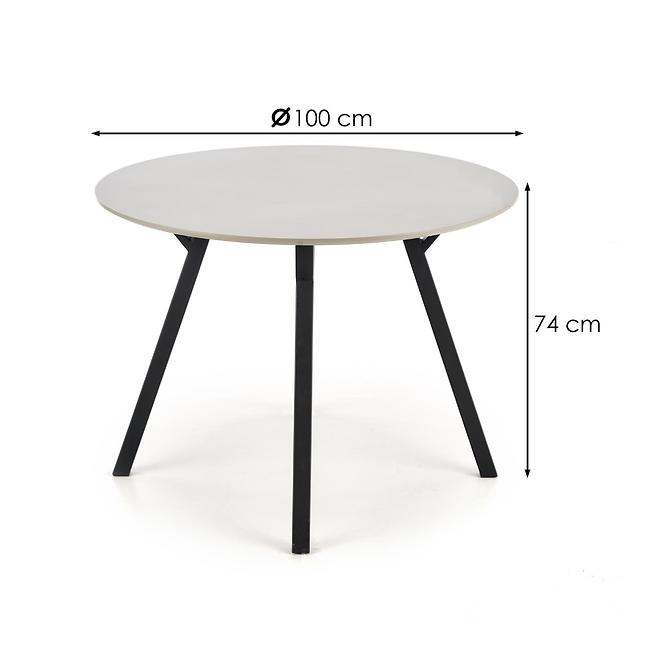 Asztal Balrog Okrągły 100 Mdf/Acél – Fényes Hamuszürke/Fekete