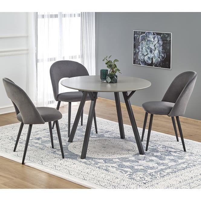 Asztal Balrog Okrągły 100 Mdf/Acél – Fényes Hamuszürke/Fekete,8