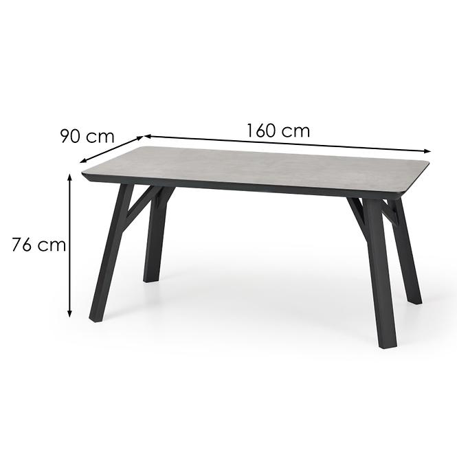 Asztal Halifax 160 Mdf/Acél – Beton/Fekete