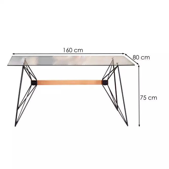 Asztal Allegro 160x80 Transparentny/Fekete,2