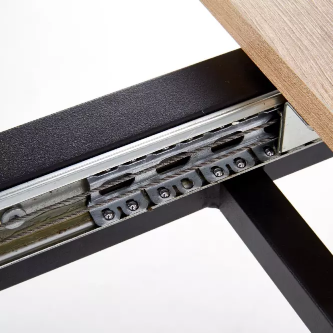 Kinyitható asztalok  Albon 120/160x80 cm Mdf/Acél – Tölgy Sanoma/Hamuszürke/Fekete