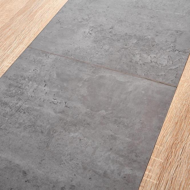 Kinyitható asztalok  Albon 120/160x80 cm Mdf/Acél – Tölgy Sanoma/Hamuszürke/Fekete