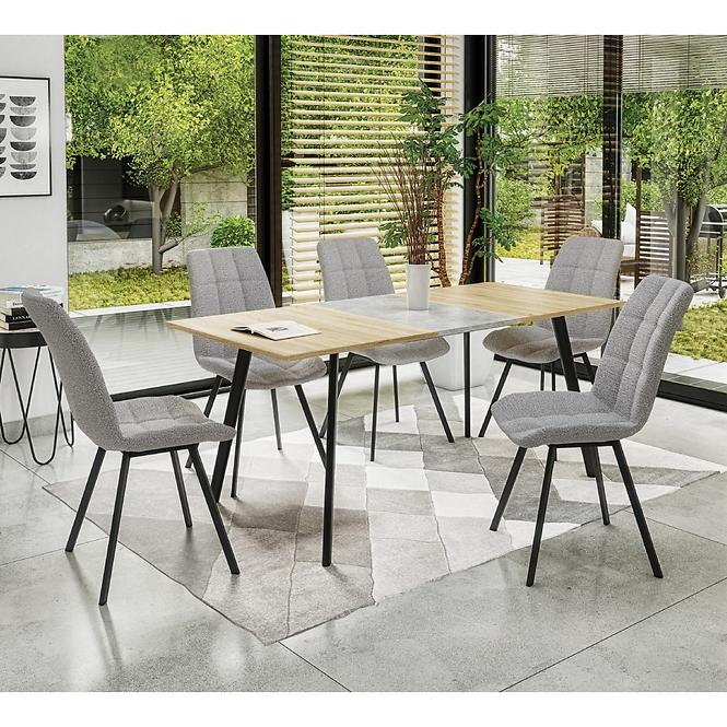 Kinyitható asztalok  Albon 120/160x80 cm Mdf/Acél – Tölgy Sanoma/Hamuszürke/Fekete,15