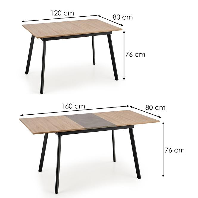 Kinyitható asztalok  Albon 120/160x80 cm Mdf/Acél – Tölgy Sanoma/Hamuszürke/Fekete