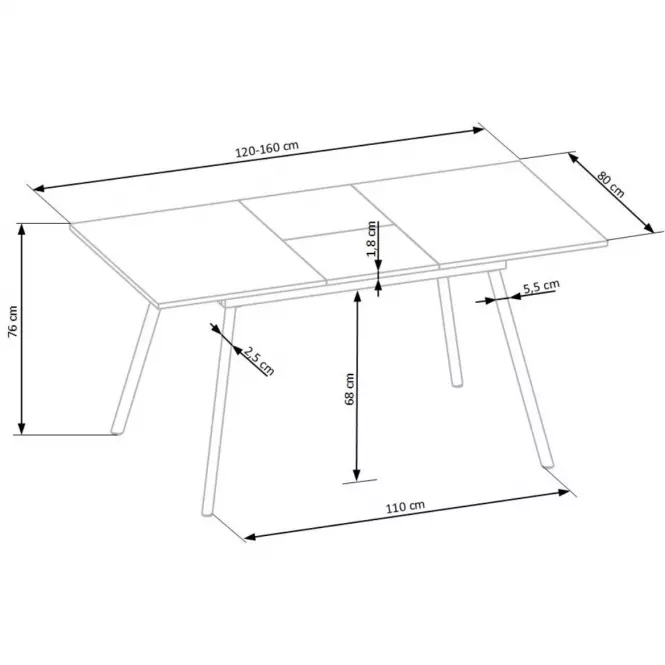 Kinyitható asztalok  Albon 120/160x80 cm Mdf/Acél – Tölgy Sanoma/Hamuszürke/Fekete