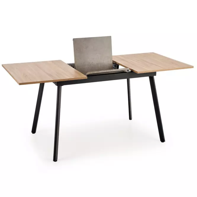 Kinyitható asztalok  Albon 120/160x80 cm Mdf/Acél – Tölgy Sanoma/Hamuszürke/Fekete