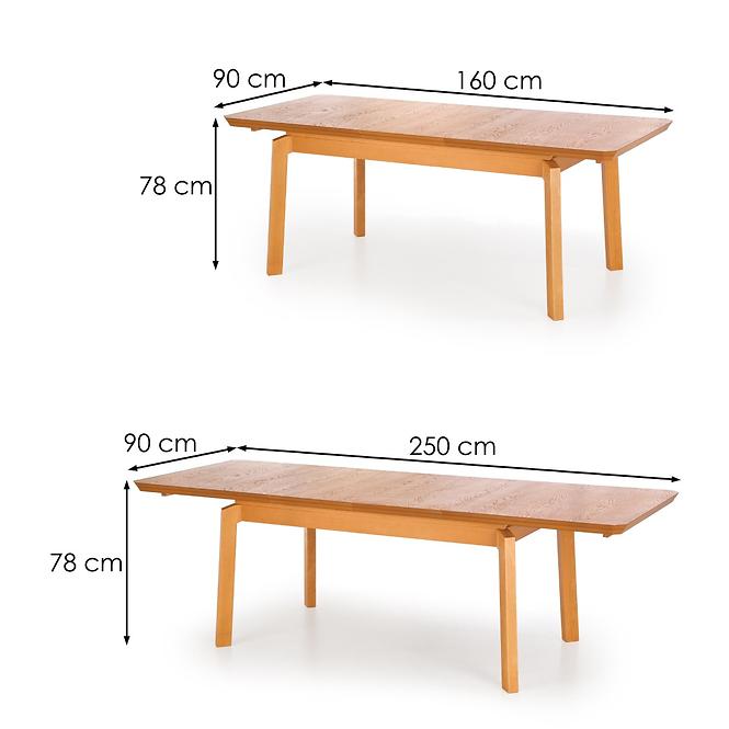 Asztal Rois 160/250 Mdf/Faipari – Tölgy Édesem