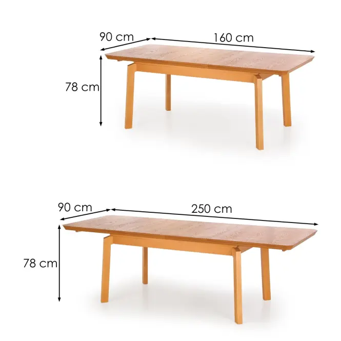 Asztal Rois 160/250 Mdf/Faipari – Tölgy Édesem,8