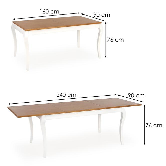 Asztal Windsor 160/240 Płyta/Faipari – Sötét Tölgy/Fehér