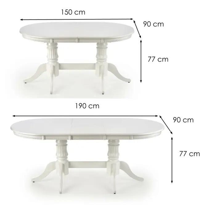 Kinyitható asztalok  Joseph 150/190x90cm Mdf/Faipari – Fehér
