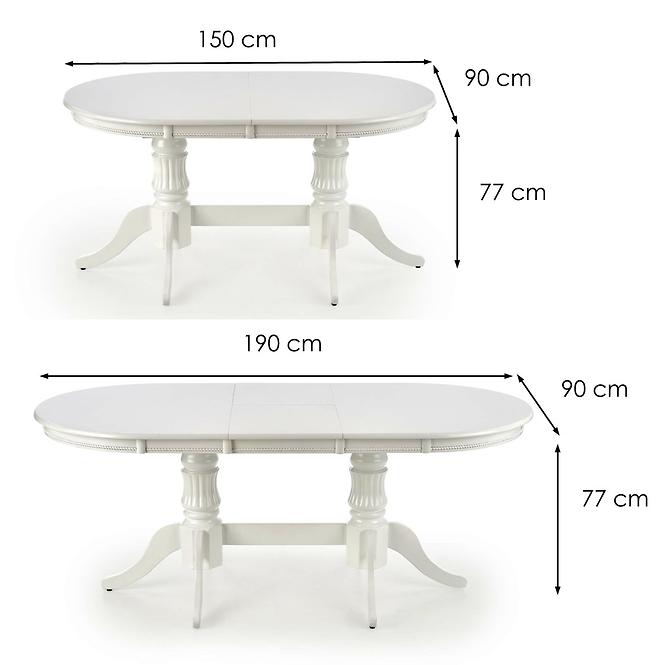 Kinyitható asztalok  Joseph 150/190x90cm Mdf/Faipari – Fehér